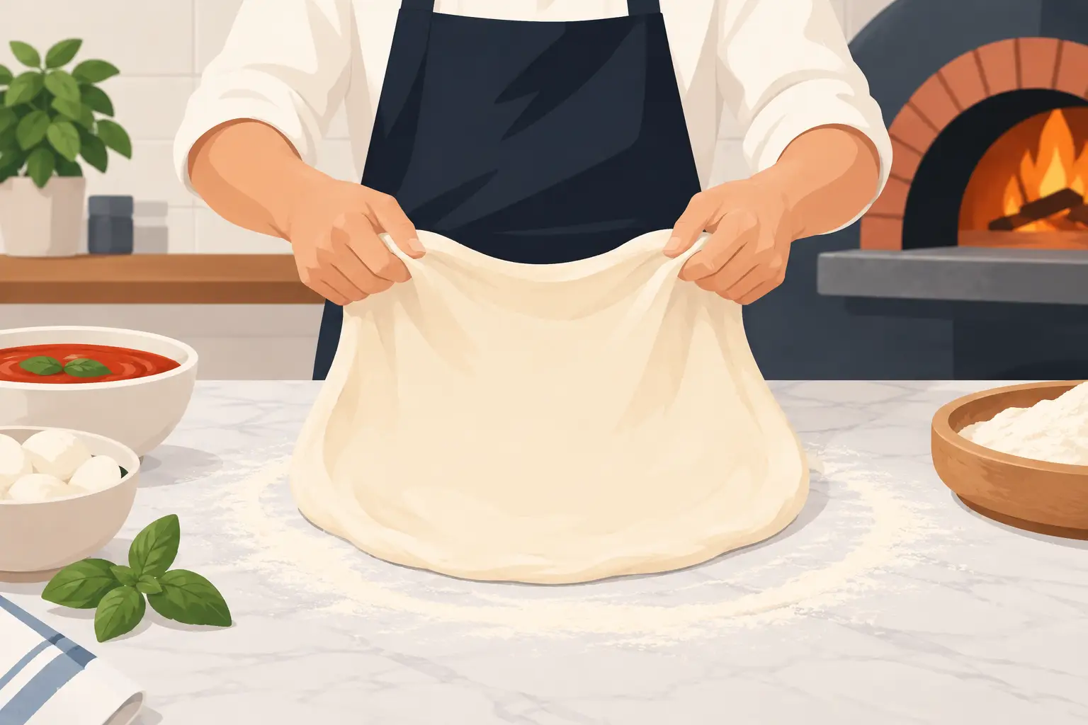 Stretching Neapolitan Pizza Dough by Hand